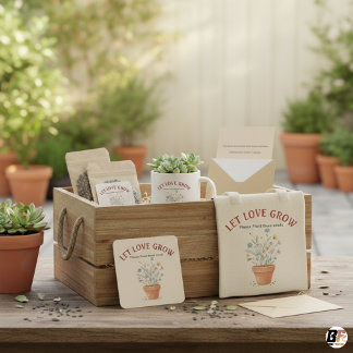 Sticker Carré Let Love Grow Wildflower Seed Packet Rustic Weddin