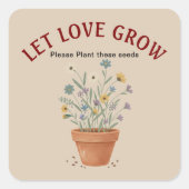Sticker Carré Let Love Grow Wildflower Seed Packet Rustic Weddin (Devant)