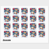 Sticker Carré Let’s Get Festive Funny Hamster Throwing Snowball (Feuille)