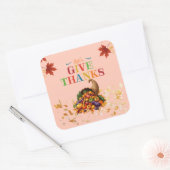 Sticker Carré Let’s Give Thanks Cornucopia Thanksgiving (Enveloppe)