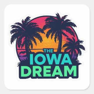Sticker Carré L'été américain rétro de l'Iowa Dream