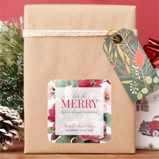 Sticker Carré Let's Be Merry Christmas Wedding Bridal Shower (vacances)