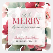 Sticker Carré Let's Be Merry Christmas Wedding Bridal Shower (Devant)