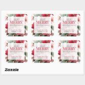 Sticker Carré Let's Be Merry Christmas Wedding Bridal Shower (Feuille)