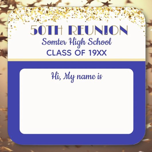 Sticker Carré Let's Party! 50th Class Reunion custom