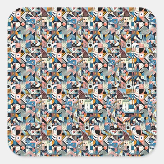 Sticker Carré Letter J Stereogram, Set of 6, Large 3x3 (Devant)