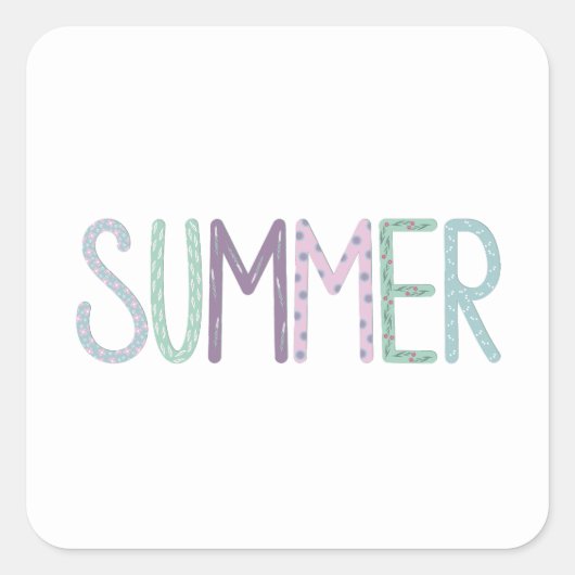 Sticker Carré lettrage d'été multicolore (Devant)