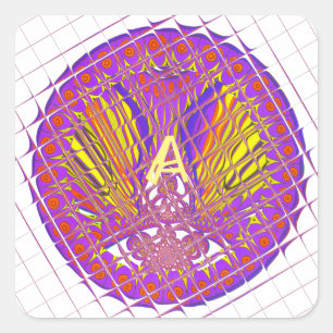 Sticker Carré Lettre A, logo coloré design du texte