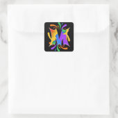 Sticker Carré Lettre arc-en-ciel M Monogramme Abstrait (Sac)
