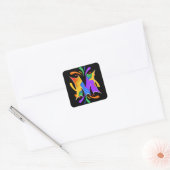 Sticker Carré Lettre arc-en-ciel M Monogramme Abstrait (Enveloppe)