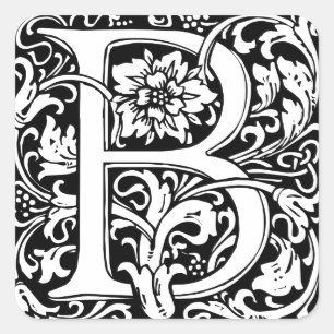 Sticker Carré Lettre B Monogramme Art Nouveau Médiéval