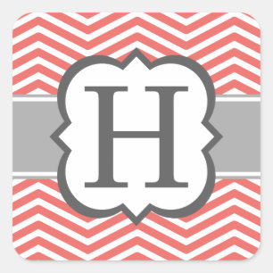 Sticker Carré Lettre blanche de corail H Chevron de monogramme