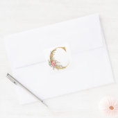Sticker Carré Lettre C dorée avec fleurs (Enveloppe)