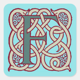 Sticker Carré Lettre céleste monogramme initial F