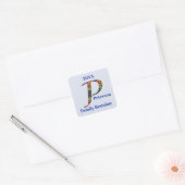Sticker Carré Lettre couleur P Monogramme initial (Enveloppe)