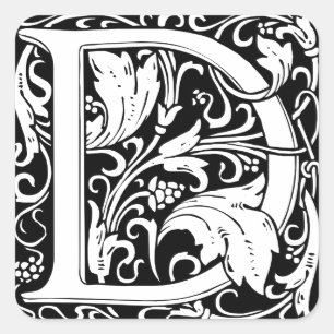 Sticker Carré Lettre D Monogramme Art Nouveau Médiéval