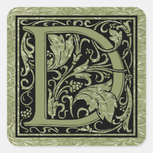 Sticker Carré Lettre D Première Lettre Monogramme