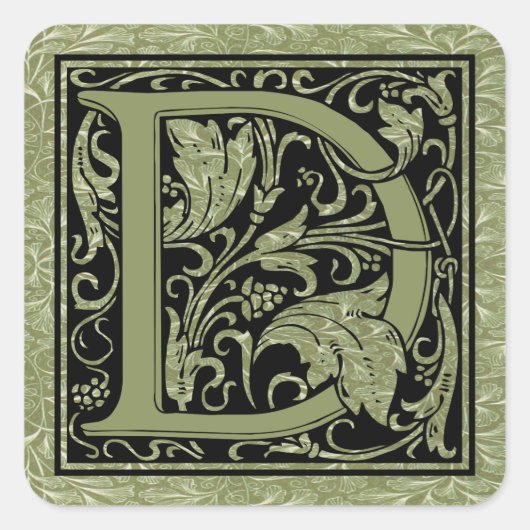 Sticker Carré Lettre D Première Lettre Monogramme (Devant)