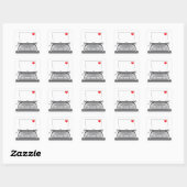 Sticker Carré Lettre d'amour à la machine à écrire vintage (Feuille)