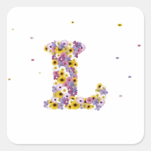 Sticker Carré Lettre de fleurs L (Devant)