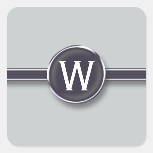 Sticker Carré Lettre de machine à écrire Monogram Silver (Devant)