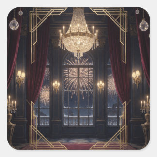 Sticker Carré Lettre de Noël de luxe à Père Noël Grand Hall