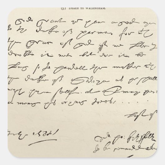 Sticker Carré Lettre de Sir Francis Drake (Devant)