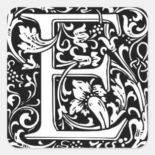 Sticker Carré Lettre E Monogramme Médiéval Art Nouveau