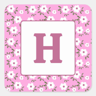 Sticker Carré Lettre et fleurs joyeuses