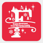 Sticker Carré Lettre F Monogramme Nom de famille initial Salutat (Devant)