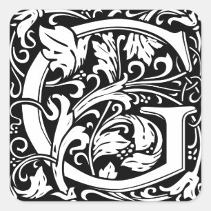 Sticker Carré Lettre G Monogramme Médiéval Art Nouveau