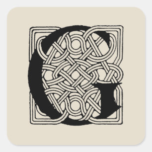 Sticker Carré Lettre G Monogramme Nœud Celtique Vintage