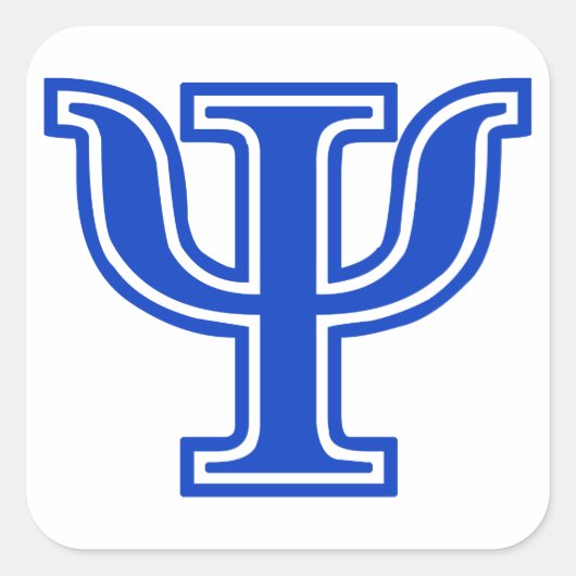 Sticker Carré LETTRE GRECQUE Psi Bleu MONogramme INITIAL (Devant)