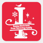 Sticker Carré Lettre I Monogramme Nom de famille initial Salutat (Devant)