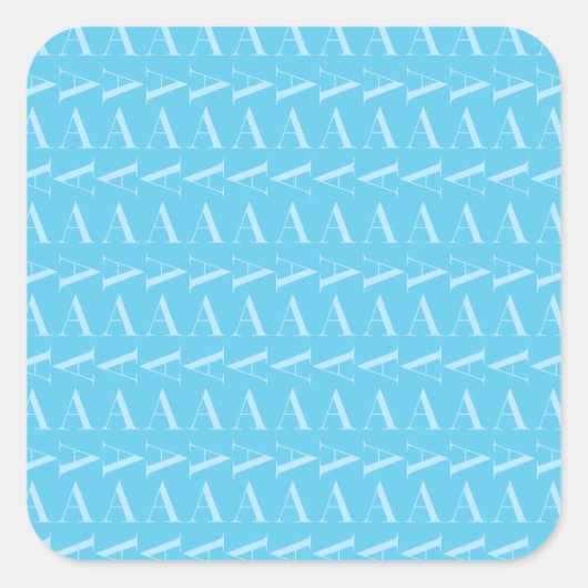 Sticker Carré Lettre initiale A, Aqua Blue (Devant)