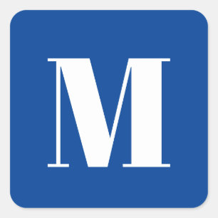 Sticker Carré LETTRE INITIALE Bleu Profond Monogramme Moderne De