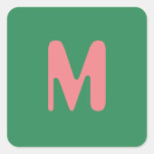 Sticker Carré LETTRE INITIALE CLAIRE | Vert algues (Devant)