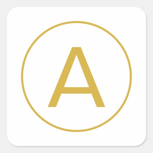 Sticker Carré Lettre initiale de monogramme élégant couleur or b (Devant)