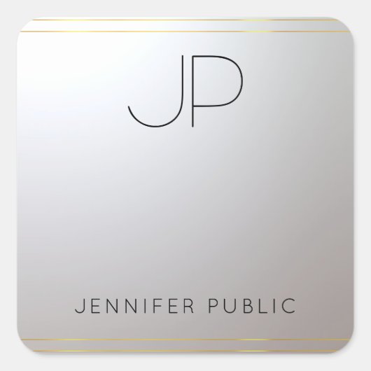 Sticker Carré LETTRE INITIALE Modèle D'ARGENT D'OR (Devant)