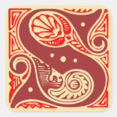 Sticker Carré LETTRE INITIALE MONÂTRE vintage S (Devant)