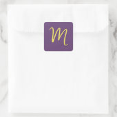 Sticker Carré Lettre initiale Monogramme élégant Indigo jaune (Sac)