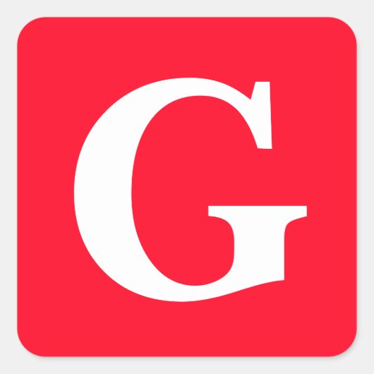 Sticker Carré Lettre initiale Monogramme Rouge Blanc Plaine Simp (Devant)