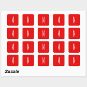Sticker Carré Lettre initiale Monogramme Style moderne Rouge Bla (Feuille)