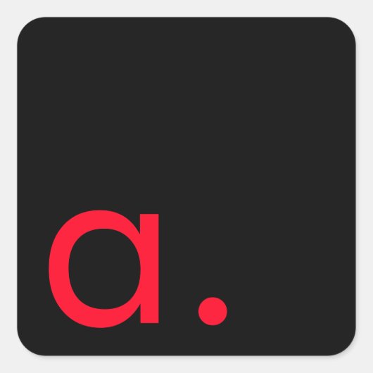 STICKER CARRÉ LETTRE INITIALE NOIRE ROUGE LETTRE NOIRE PLACE (Devant)