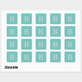 Sticker Carré LETTRE INITIALE UNIQUE CLAIR Turquoise Gray Monogr (Feuille)