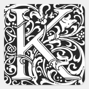 Sticker Carré Lettre K Monogramme Art Nouveau Médiéval