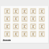 Sticker Carré Lettre K - Sceau Mariage classique or & dentelle (Feuille)