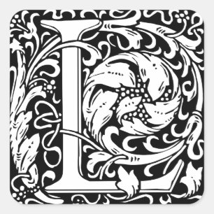 Sticker Carré Lettre L Monogramme Art Nouveau Médiéval