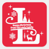 Sticker Carré Lettre L Monogramme Nom de famille initial Salutat (Devant)