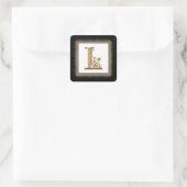 Sticker Carré Lettre L - Sceau Mariage classique or & dentelle (Sac)
